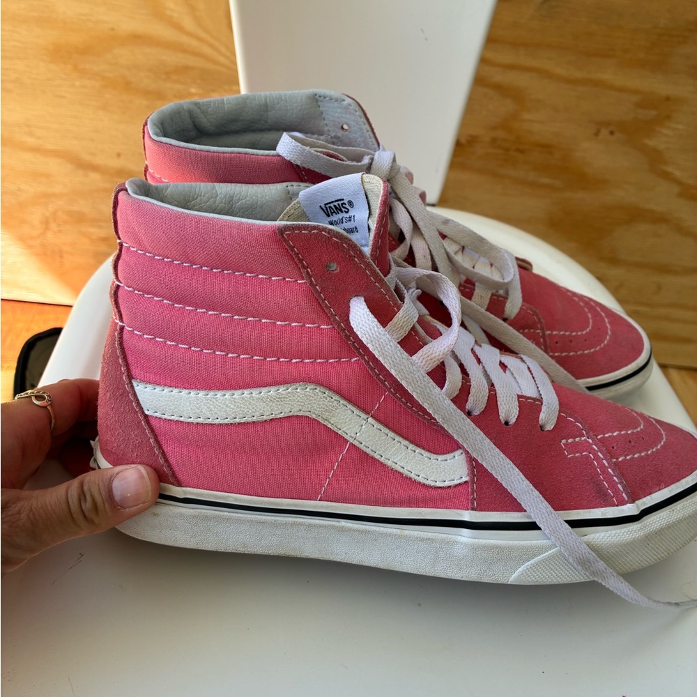 Vans women Pink and White High-Top Sneakers